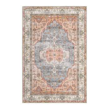 Whizmax Traditional Vintage Boho Floral Area Rug - Washable, Non-Shedding Low Pile Indoor Carpet with Non-Slip Rubber Backing (Pink)