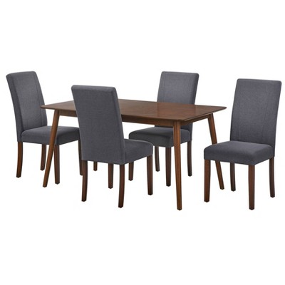 5pc Lizzy Rectangular Dining Set Walnut/gray - Buylateral : Target