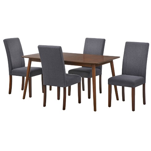 5pc Lizzy Rectangular Dining Set Walnut/gray - Buylateral: Mid-century ...