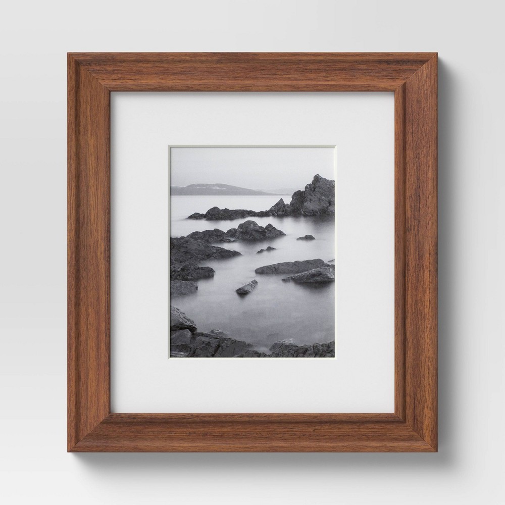 Photos - Photo Frame / Album 14" x 18" Matted to 11" x 14" Wood Wall Frame Midtone Woodgrain - Threshol