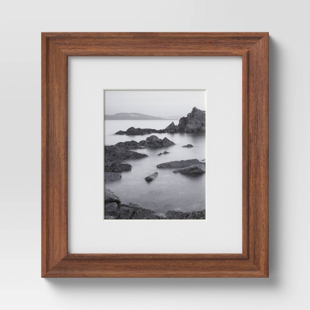 16" x 20" Matted to 11" x 14" Wood Wall Frame Midtone Woodgrain - Threshold