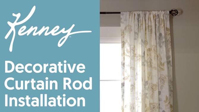 Kenney Walden 1" Premium Decorative Window Curtain Rod, 2 of 5, play video
