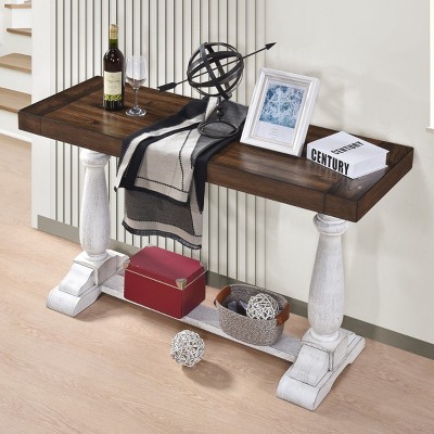 30"Rustic Farmhouse Entryway Console Table,Wood Entryway Console Table Accent Foyer Table With Pedestal Legs For Living Room Entryway-Cuddlewood