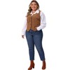Women's Plus Size Corduroy Button Down V-neck Sleeveless Waistcoat Business Casual Vest - Agnes Orinda - 3 of 4