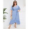 Clearlove Women's Spring and Summer Plus Size Floral V Neck Short Sleeve A Line Long Dress - 3 of 4