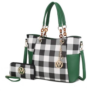 MKF Collection Bonita Checker Tote & Wallet Set - Stylish Vegan Leather Bag by Mia K - 1 of 4