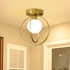 PAKOKULA Modern 9.1 in. 1-Light Gold Semi-Flush Mount Ceiling Light with Globe Glass Shade - 2 of 4