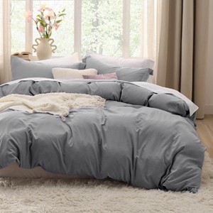 Duvet Cover Set 3pcs Prewashed Fabric Queen Size Bright White - Bedsure - 1 of 4