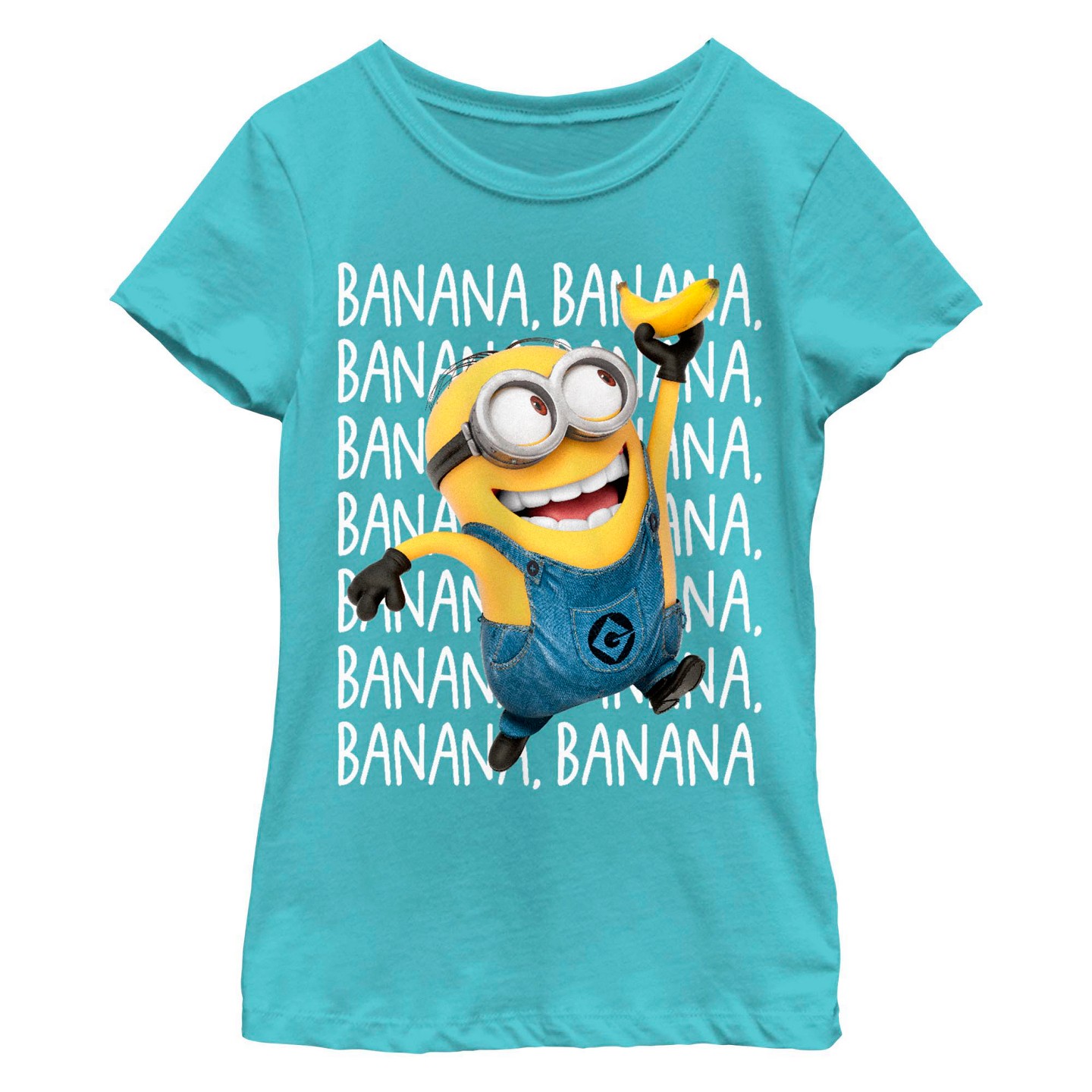 Футболка Despicable Me Minions Banana Repeat T-Shirt - Tahiti Blue для девочек, цвет: Синий — фото 1