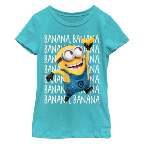 Футболка Despicable Me Minions Banana Repeat T-Shirt - Tahiti Blue для девочек, цвет: Синий