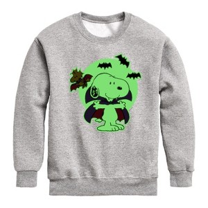 Boys' - Peanuts - Vampire Snoopy Graphic Long Sleeve Fleece Sweatshirt - 1 of 4
