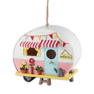 7.5" Camper Polyresin Birdhouse Pink/White - Zingz & Thingz