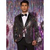 INSPIRE CHIC Men's Peak Lapel Color Block Shiny Sparkle Sequin Blazer - 2 of 4