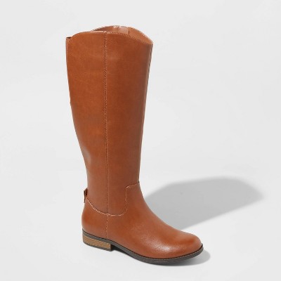 women's cognac leather riding boots