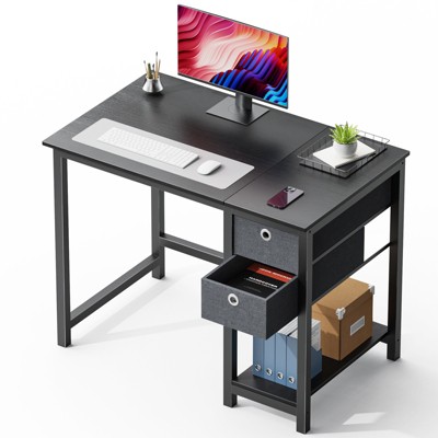 Gulches Computer Desk with Drawers 55 Inch Home Office Desk Writing Desk Work Desk PC Table Study Desk with 2-Tier Drawers Storage Shelf Side Hook
