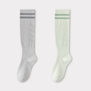 Anna-Kaci 2-Pair Knee-High Athletic Compression Socks with Breathable Mesh and Stripe Design - 1 of 4