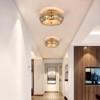 PAKOKULA Modern 18.3 in. 3-Light Gold Drum Semi-Flush Mount Ceiling Light With Irregular Crystal Shade - 3 of 4