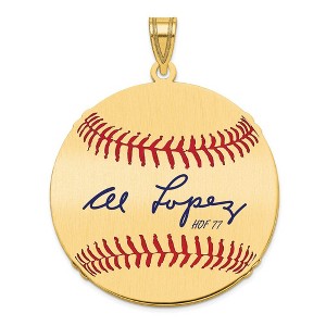 Black Bow Jewelry 14K Gold Plated Al Lopez Signature LG Enamel Baseball Pendant - 1 of 4