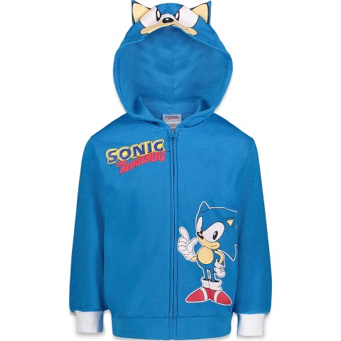 Sega Sonic The Hedgehog Toddler Boys Fleece Zip Up Hoodie Blue 3T