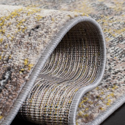 Ivory and Grey Hand-knotted Synthetic Rectangular Area Rug