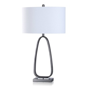 Askel Casual Metal Acrylic Table Lamp Silver - StyleCraft: Modern Polyester Shade, UL Listed, 3-Way Switch - 1 of 3