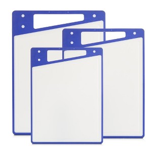 JoyJolt Cutting Board Set Cutting Boards for Kitchen-Non Slip Large & Small Chopping Boards; Meat Cutting Board with Juice Groove-White & Purple - 1 of 4