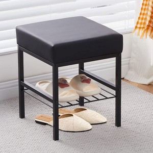 KTMBDW Vanity Stools Velvet Footstool, Soft Ottoman 4 Metal Legs, Furry Padded Seat, Modern Multifunctional Chairs for Living Room, Bedroom - 1 of 4