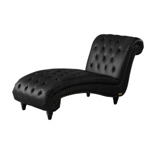 Almont Bonded Leather Tufted Chaise Black - Abbyson Living
