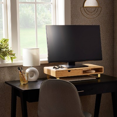 Monitor Riser with USB and Wireless Charging Brown - Threshold&#8482;_1