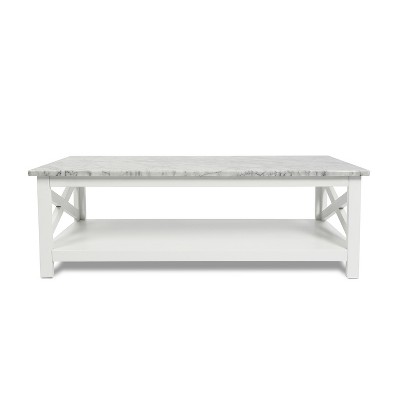 The Bianco Collection Agatha 44" Rectangular Italian Carrara White Marble Coffee Table