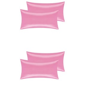 Unique Bargains Standard Breathable Satin Solid Envelope Closure Pillowcase 4 Pcs - 1 of 4