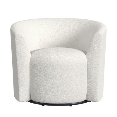 Round Swivel Chair White Faux Shearling - Homepop : Target
