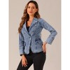 Allegra K Women's Regular Fit Casual Lapel Long Sleeve Denim Pockets Blazer - 3 of 4