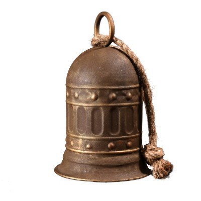 Vintiquewise Large Vintage Style Metal Decorative Bell with Rope for Garden and Home