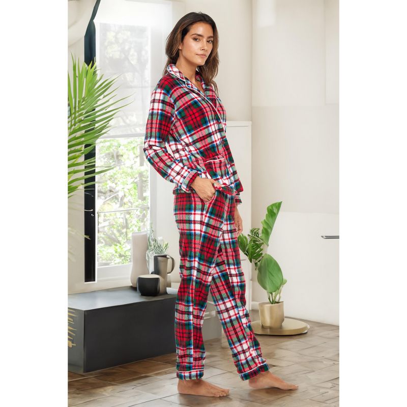 Women's Soft Warm Fleece Pajamas Lounge Set, Long Sleeve Top and Pants, PJ, 5 of 9