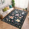 Floral Area Rug Washable Flower Rugs for Living Room Modern Floral Nursery Rug Ultra-Thin Soft Low Pile Accent Rug - 3 of 4