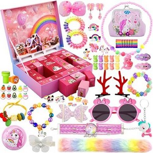 Aoibox 2025 Advent Calendar for Girls 24pcs Christmas Countdown Set with Unicorn Jewelry Hair Accessories and Surprises Gift Box - 1 of 4