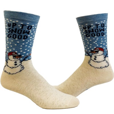Crazy Dog T-Shirts Men's Up To Snow Good Socks Funny Christmas Winter Weather Snowman Novelty Footwear