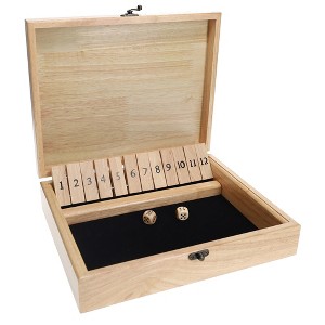WE Games 12 Number Shut the Box Board Game in Natural Wood Box with Lid - 1 of 4