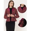Allegra K Women's Vintage Tweed Plaid Notched Collar Work Office Blazers with Belt - 2 of 4