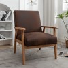 TiramisuBest Set of 2 Upholstered Teddy Faux Fur Dining Chairs with Adjustable Legs and Armrests, Comfortable Accent Chairs (Light Brown) - 2 of 4