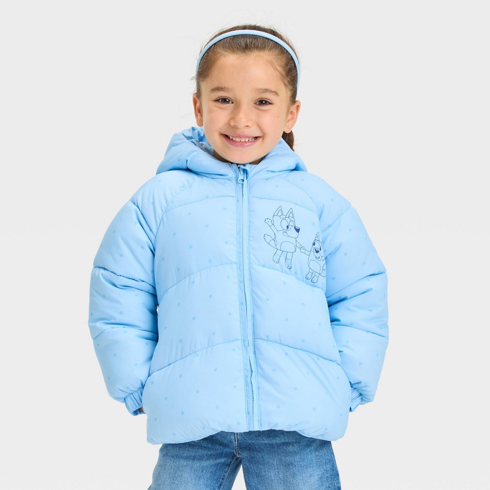 Toddler Girls' Bluey Midweight Jacket - Light Blue 2T