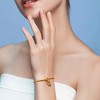 Free bird Cross Birthstone Bracelet | Dainty 14K Gold Plated Cross Charm Bracelet | Stretchable Elastic Gold Beaded Bracelet - 4 of 4