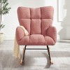 Rbied Metal Frame Rocking Chair Glider Chair Accent Chair for Living Room, Tufted Upholstered Teddy Fabric - 2 of 4