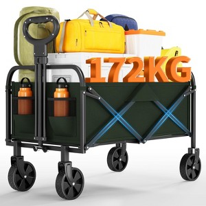 Heavy Duty Collapsible Wagon Cart, 380Lb Capacity Foldable Utility Wagon with 5" All-Terrain Wheels & Drink Holders for Grocery Shopping - 1 of 4