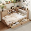 Merax Wooden L-Shaped Daybed with Upholstered Storage Headboard, USB Charging Ports & Storage Bookcase - 2 of 4