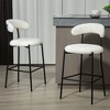 COWLOWN Set of 1 Counter Height Bar Stool, Teddy Fabric Seat, Black Metal Base with Footrest - 4 of 4