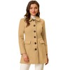 Allegra K Women's Peter Pan Collar Flap Pocket Single Breasted Buttoned Long Coat - 2 of 4
