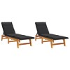 vidaXL Sun Lounger Black and brown PE rattan 78.7 in length - 2 of 4