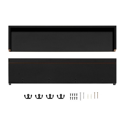 Black Wall Mounted Entryway Coat Rack with Shelf and Hooks